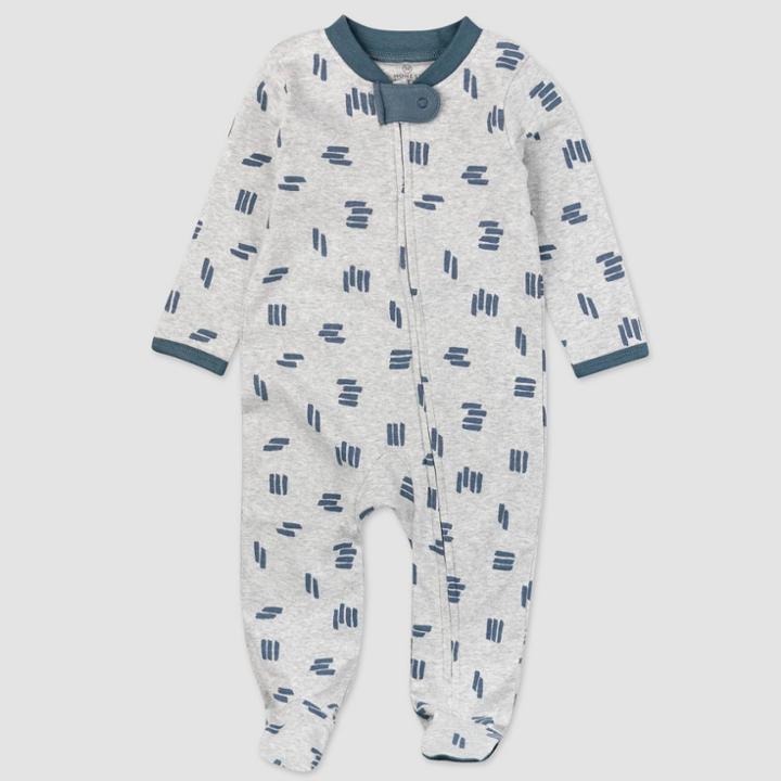 Honest Baby Organic Cotton Dashes Sleep N' Play - Gray Newborn