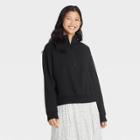 Women's Fleece Quarter Zip Sweatshirt - A New Day Black