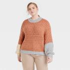 Women's Plus Size Mock Turtleneck Pullover Sweater - Universal Thread Colorblock 1x, Multicolor Colorblock