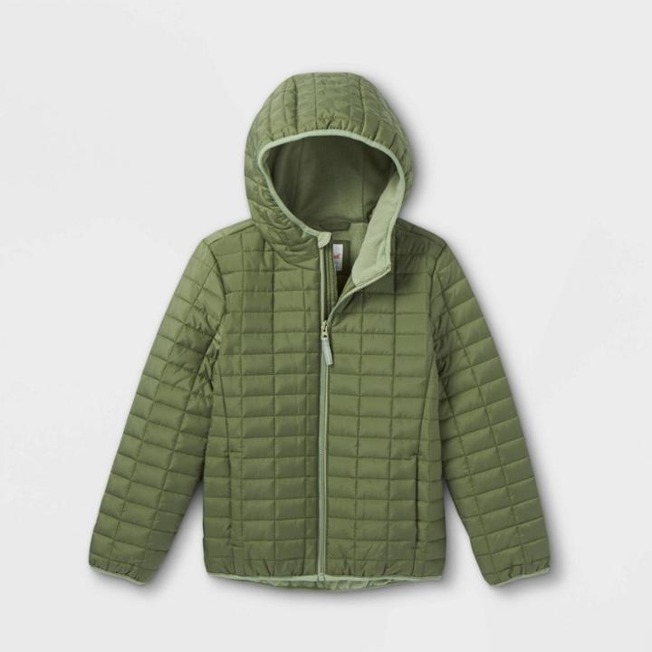 Boys' Puffer Jacket - Cat & Jack Olive Green