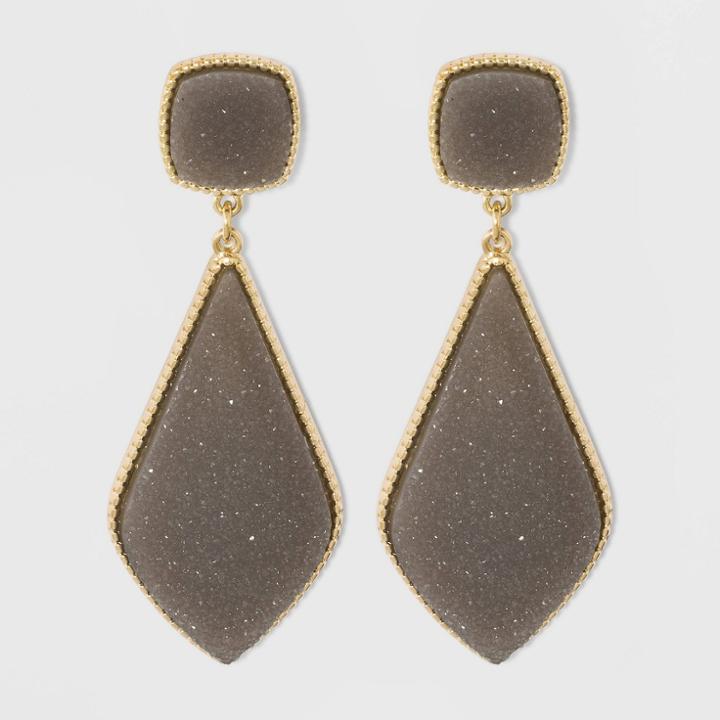 Sugarfix By Baublebar Glamorous Druzy Drop Earrings - Light Gray, Women's,