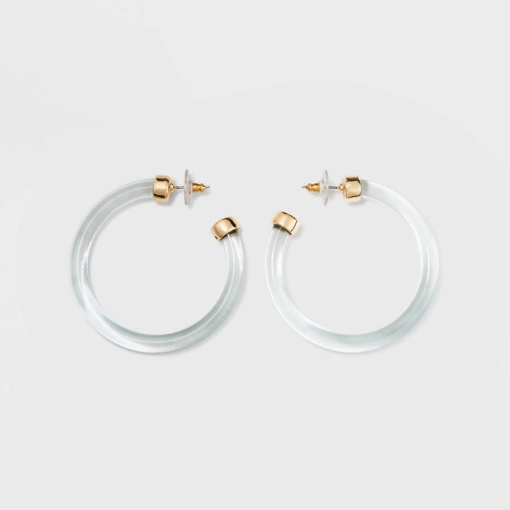 Sugarfix By Baublebar Gold Embellishments Clear Acrylic Hoop Earrings - Blue, Girl's