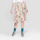 Women's Floral Print Pleated Midi Skirt - Spenser Jeremy - Tan