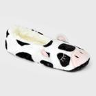 No Brand Women's Cow Pull-on Slipper Socks With Grippers - Black/white