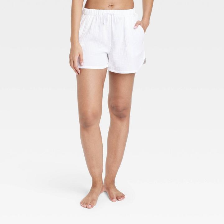 Women's Cotton Gauze Shorts - Stars Above White