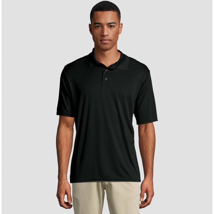 Hanes Men's Short Sleeve Cooldri Pique Polo Shirt - Black