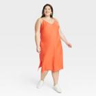 Women's V-neck Slip Dress - A New Day Orange