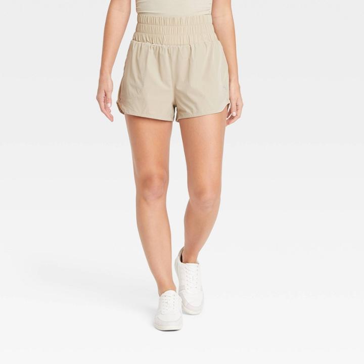 Women's High-rise Woven Shorts 3 - Joylab Taupe