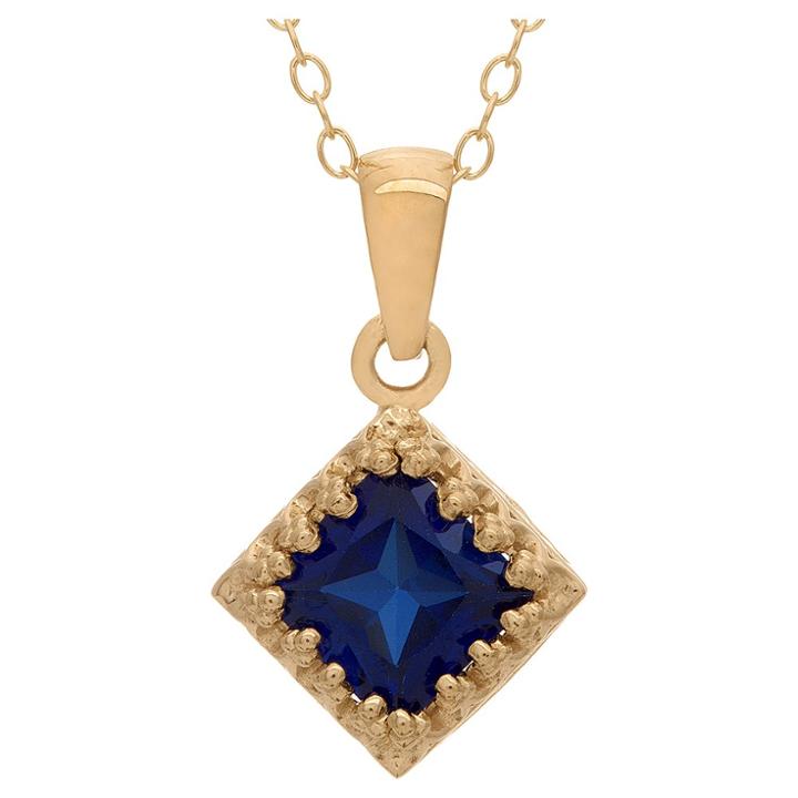 1 1/4 Tcw Tiara Sapphire Crown Pendant In Gold Over