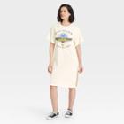 Vintage Concert Tees Women's Journey Short Sleeve Graphic T-shirt Dress - Off-white