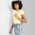 Women's Short Sleeve Lettuce Edge Baby T-shirt - Wild Fable Yellow