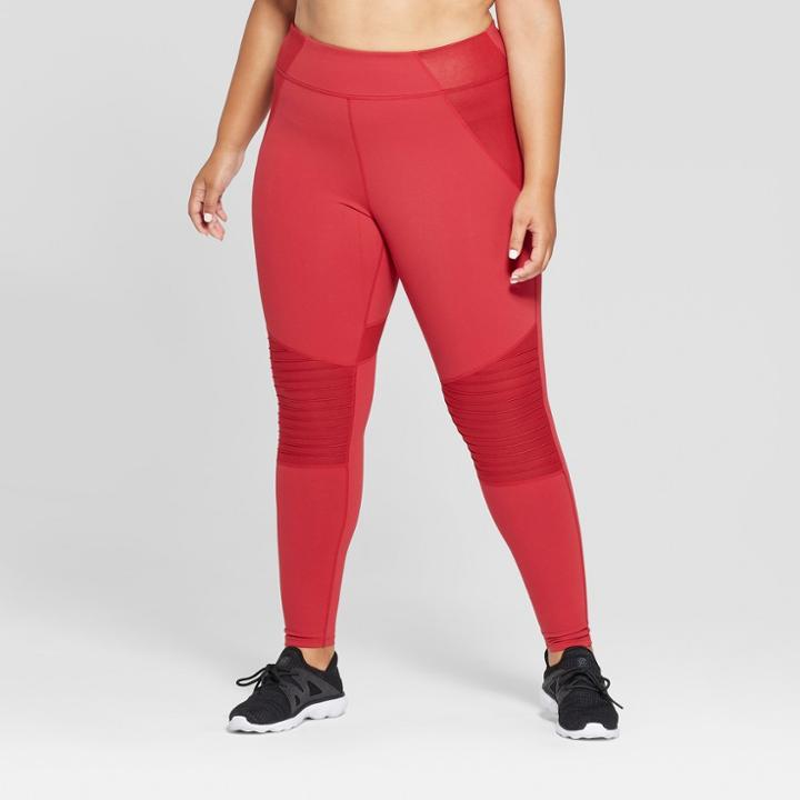 Women's Plus Size Premium Mid-rise Moto Leggings - Joylab Mulberry Red