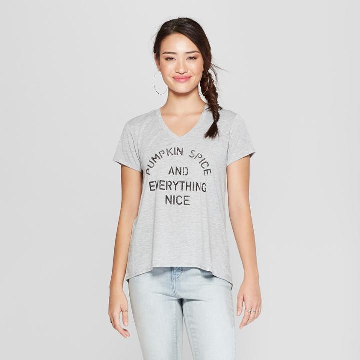 Women's Short Sleeve Pumpkin Spice Graphic T-shirt - Grayson Threads (juniors') Heather Gray