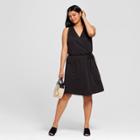 Women's Plus Size Knit Wrap Dress - A New Day Black