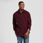 Men's Big & Tall Long Sleeve Heavyweight Flannel Shirt - Goodfellow & Co Burgundy (red)