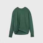 Women's French Terry Twist-front Crewneck Pullover - All In Motion Deep Green