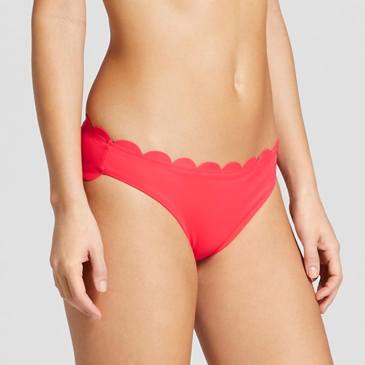 Vanilla Beach Women's Scallop Hipster Bikini Bottom - Heat Wave