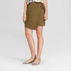 Women's Linen Wrap Skirt - A New Day Olive (green) Xxs