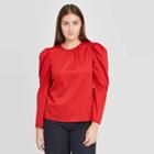 Women's Puff Long Sleeve Top - A New Day Red