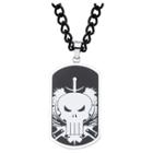 Men's Marvel Punisher Skull Logo Stainless Steel Dog Tag Pendant With Chain (24), Size: