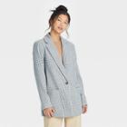 Women's Plaid Blazer - A New Day Blue