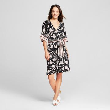 Women's Floral Wrap Dress - Loramendi Black/white
