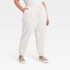 Women's Plus Size High-rise Ankle Jogger Pants - A New Day Cream