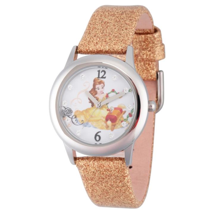 Girls' Disney Beauty And Beast Belle Stainless Steel Glitz Watch - Gold, Girl's,