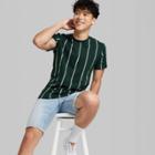 Men's Regular Fit Striped Short Sleeve Crewneck T-shirt - Original Use Green