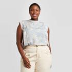 Women's Plus Size Floral Print Sleeveless Blouse - Who What Wear Blue