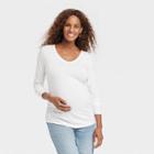 Long Sleeve Scoop Neck Maternity T-shirt - Isabel Maternity By Ingrid & Isabel White