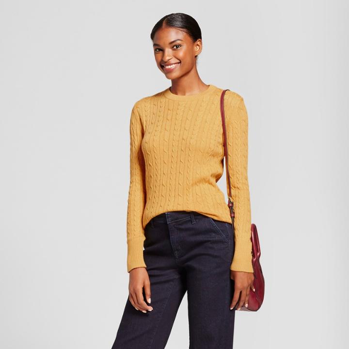 Women's Cable Any Day Pullover - A New Day Gold