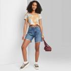 Women's Short Sleeve V-neck Cropped Boxy T-shirt - Wild Fable Brown Tie-dye