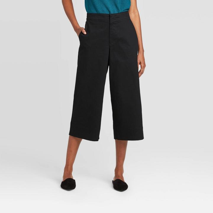 Women's High-rise Cropped Wide Leg Trousers - Prologue Black