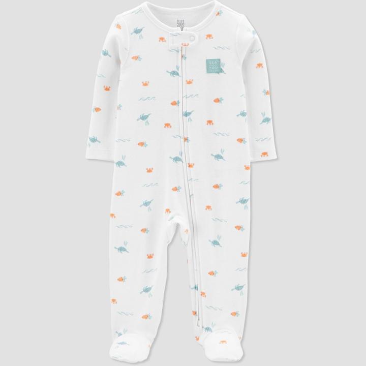 Baby Sea Creatures Footed Pajamas - Just One You Made By Carter's Blue/orange/white Newborn