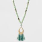Glitzy, Filigree Pendant, And Tassel Long Necklace - A New Day Green/gold