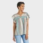 Women's Flutter Short Sleeve Top - Knox Rose Teal Green