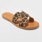 Women's Jenny Faux Leather Leopard Slide Sandals - Universal Thread Leopard 6.5,