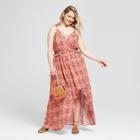 Women's Plus Size Printed High-low Maxi Dress - Xhilaration Coral