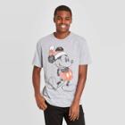 Men's Disney Mickey Santa Hat Ugly Christmas Short Sleeve Graphic T-shirt - Heather Gray