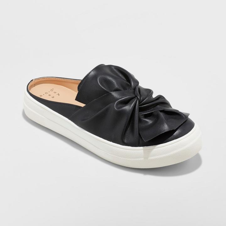 Women's Monisha Sneakers Knot Slip On Mule Backless - A New Day Black