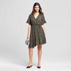 Women's Printed Tie Waist Wrap Dress - Mossimo Green