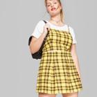Women's Plus Size Plaid Strappy Cropped Woven Top - Wild Fable Yellow