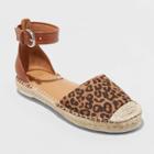 Women's Chloe Microsuede Leopard Print Espadrille Flat - A New Day Brown