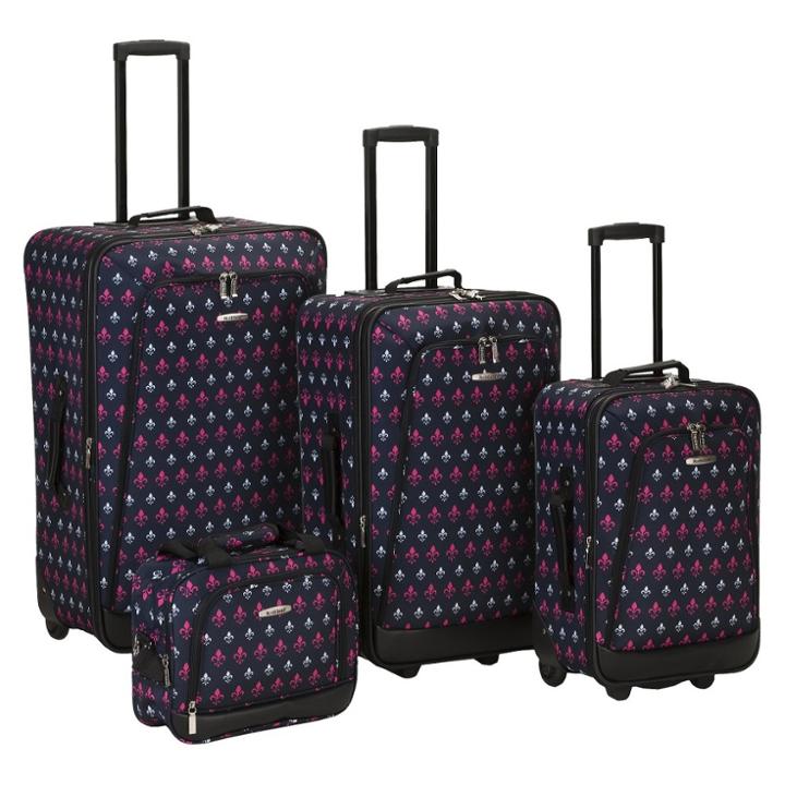 Rockland Reaction 4pc Expandable Softside Checked Luggage Set - Black Icon