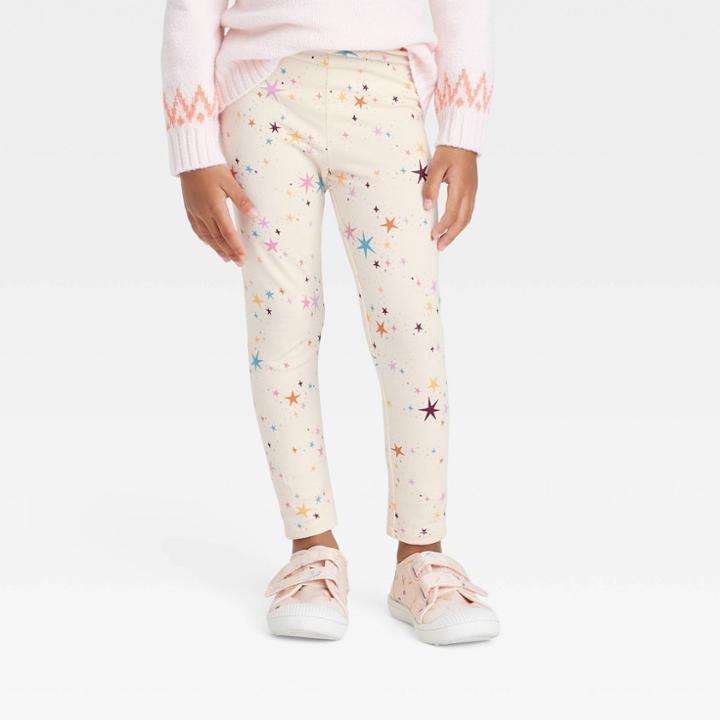 Toddler Girls' Star Leggings - Cat & Jack Cream