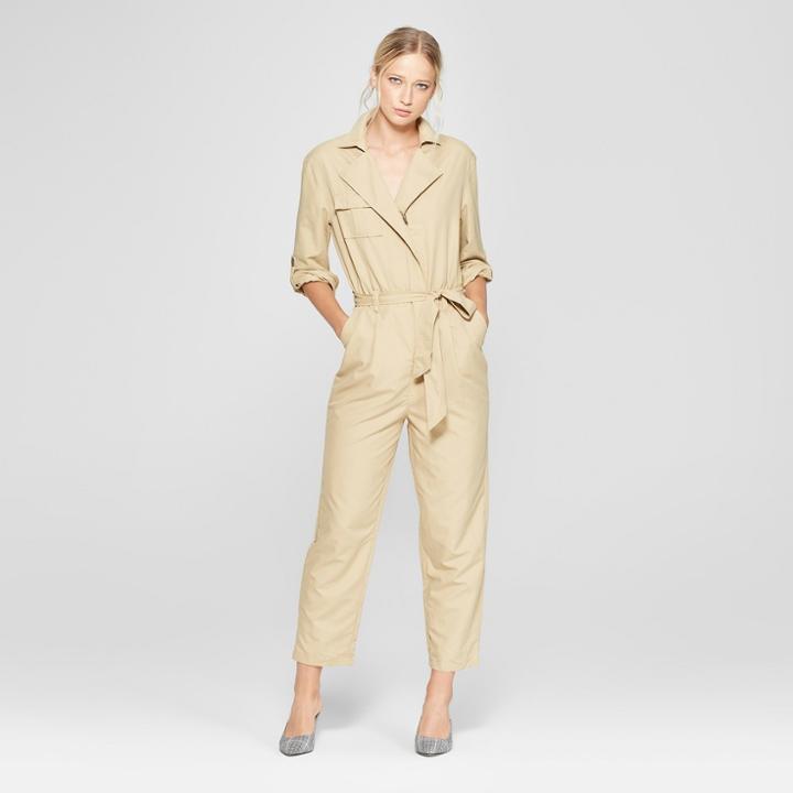 Women's Long Sleeve Utility Jumpsuit - Who What Wear Tan