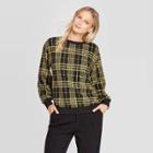 Women's Plaid Long Sleeve Crewneck Sweatshirt - Who What Wear Yellow