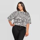 Grayson Threads Women's Zebra Print Plus Size Short Sleeve Cropped T-shirt (juniors') - Black/white