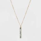 Semi-precious Labradorite Inlayed Bar Pendant Necklace - Universal Thread Gray, Women's,